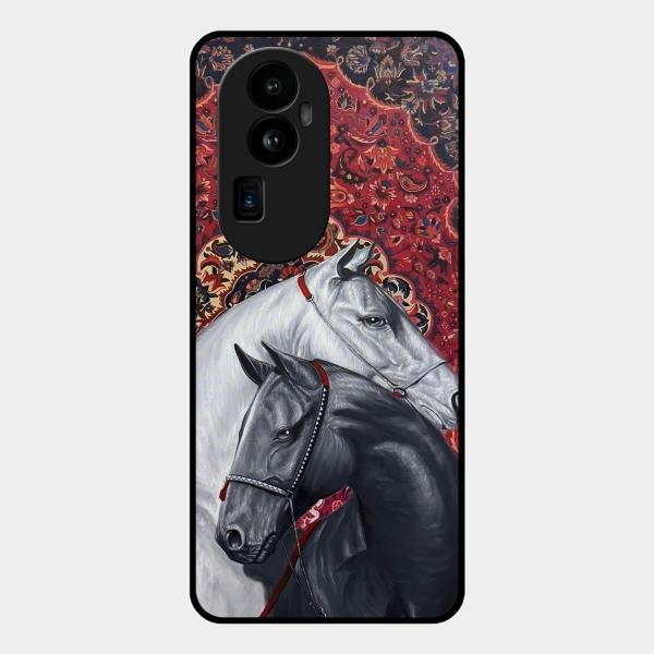 Regal Stallion Tapestry Glass Case For Oppo