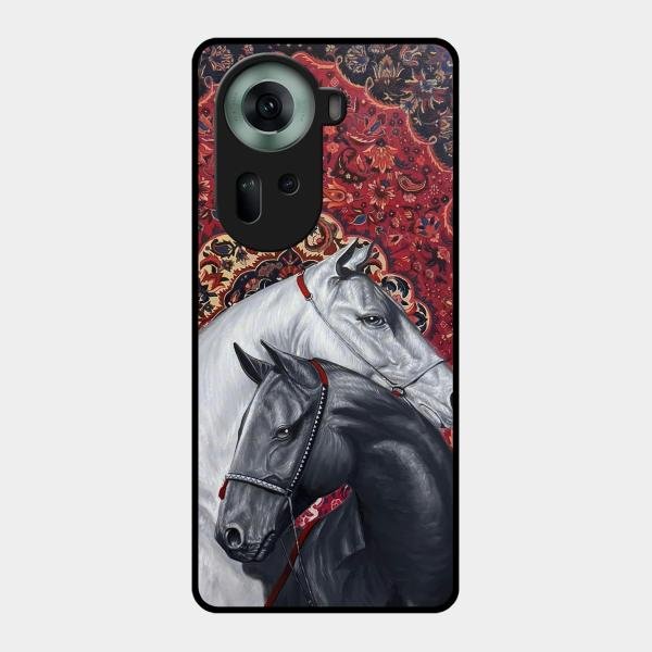 Regal Stallion Tapestry Glass Case For Oppo