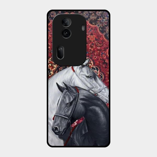 Regal Stallion Tapestry Glass Case For Oppo