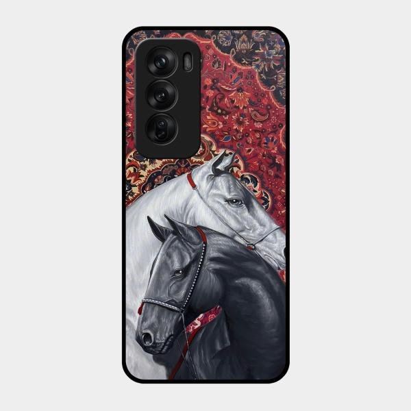 Regal Stallion Tapestry Glass Case For Oppo