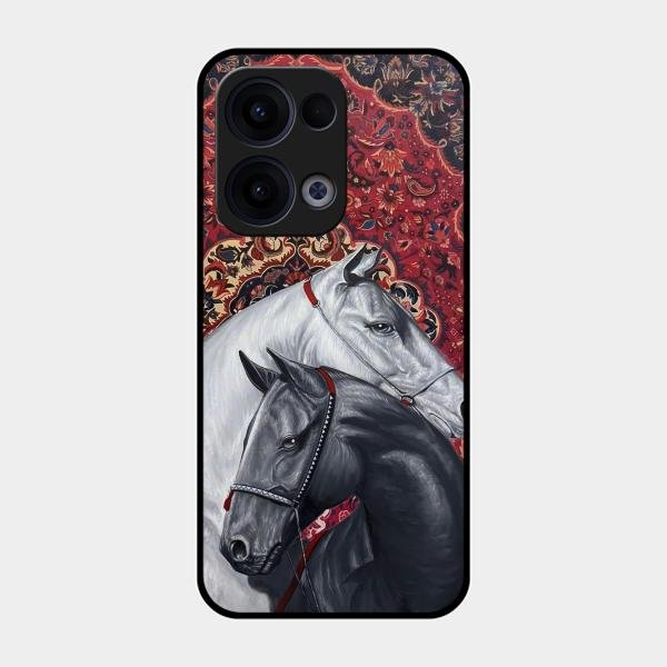 Regal Stallion Tapestry Glass Case For Oppo