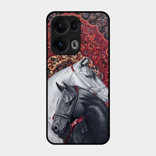 Regal Stallion Tapestry Glass Case For Oppo