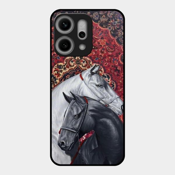 Regal Stallion Tapestry Glass Case For Oppo