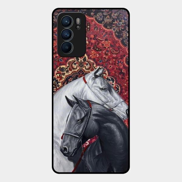 Regal Stallion Tapestry Glass Case For Oppo