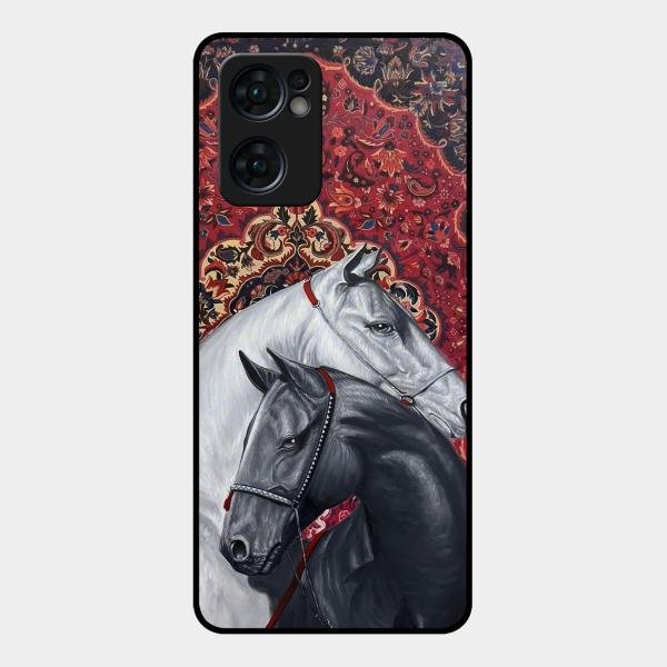 Regal Stallion Tapestry Glass Case For Oppo