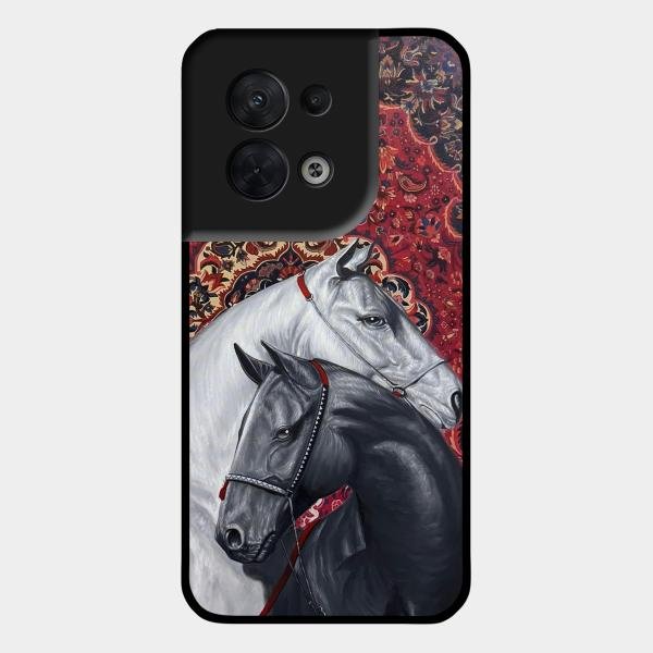 Regal Stallion Tapestry Glass Case For Oppo