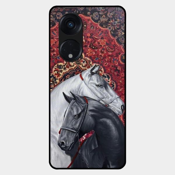 Regal Stallion Tapestry Glass Case For Oppo
