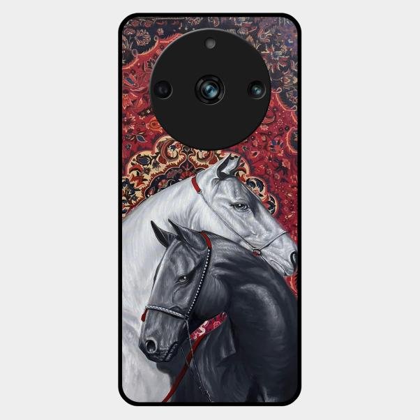 Regal Stallion Tapestry Glass Case For Realme