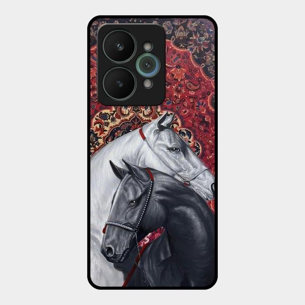 Regal Stallion Tapestry Glass Case For Realme
