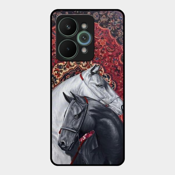 Regal Stallion Tapestry Glass Case For Realme