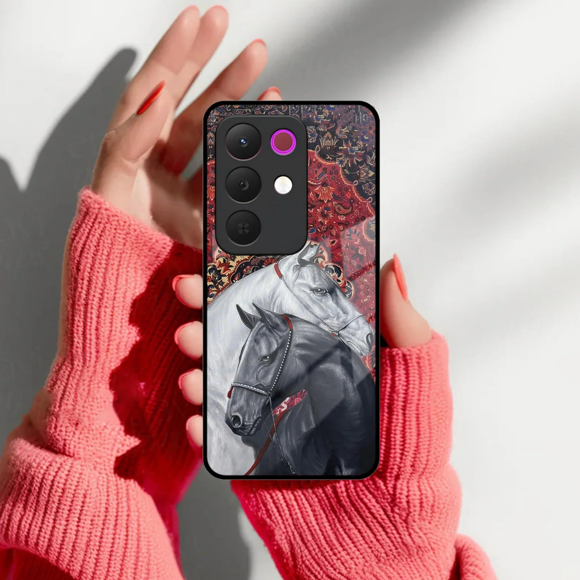 Regal Stallion Tapestry Glass Case For Realme