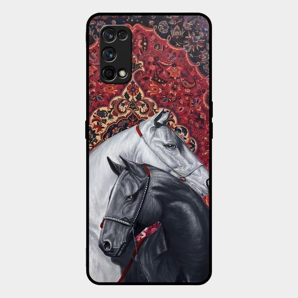 Regal Stallion Tapestry Glass Case For Realme