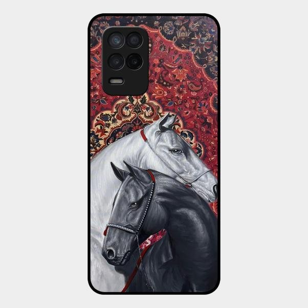 Regal Stallion Tapestry Glass Case For Realme