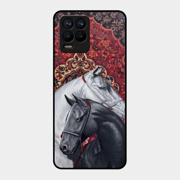 Regal Stallion Tapestry Glass Case For Realme