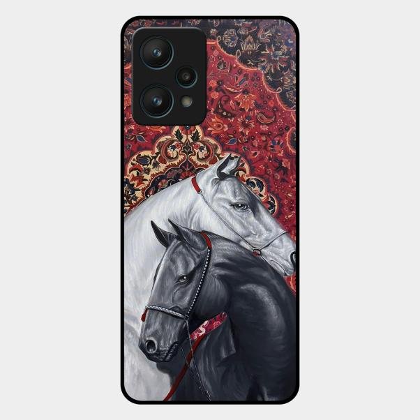 Regal Stallion Tapestry Glass Case For Realme