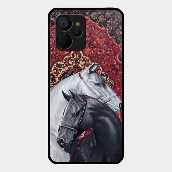 Regal Stallion Tapestry Glass Case For Realme