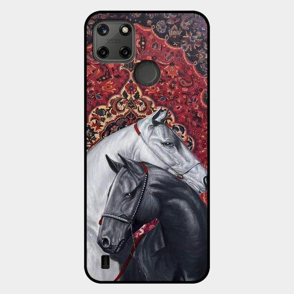 Regal Stallion Tapestry Glass Case For Realme