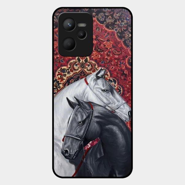 Regal Stallion Tapestry Glass Case For Realme
