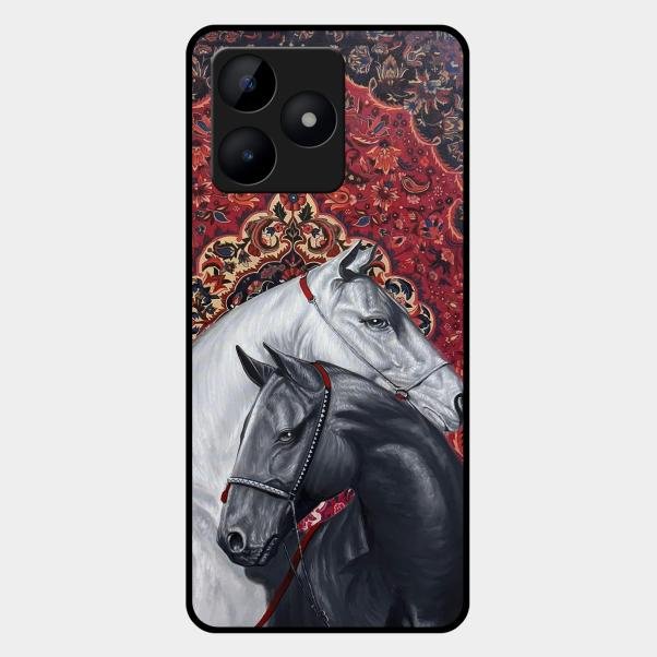 Regal Stallion Tapestry Glass Case For Realme