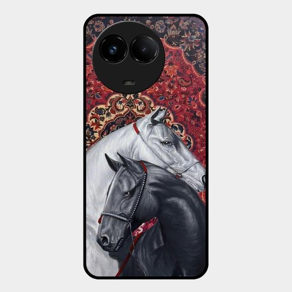 Regal Stallion Tapestry Glass Case For Realme