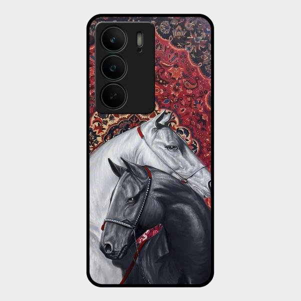 Regal Stallion Tapestry Glass Case For Realme