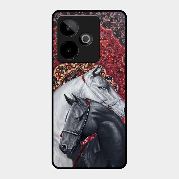 Regal Stallion Tapestry Glass Case For Realme