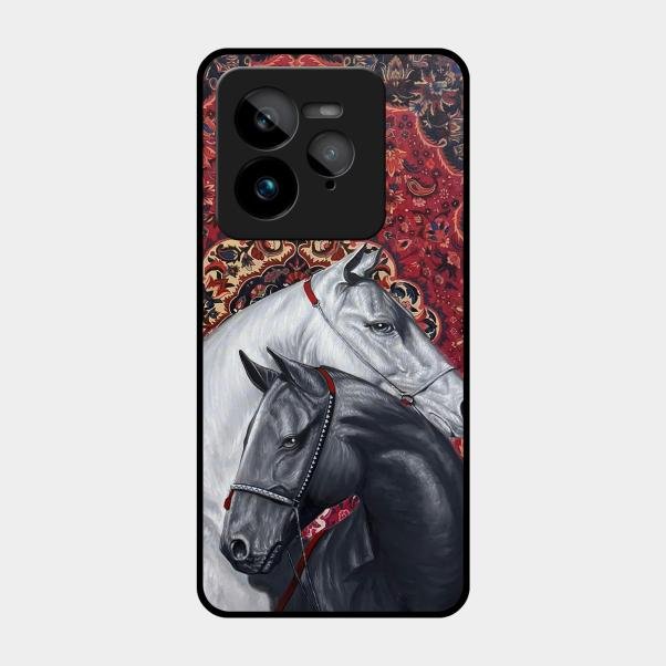 Regal Stallion Tapestry Glass Case For Realme