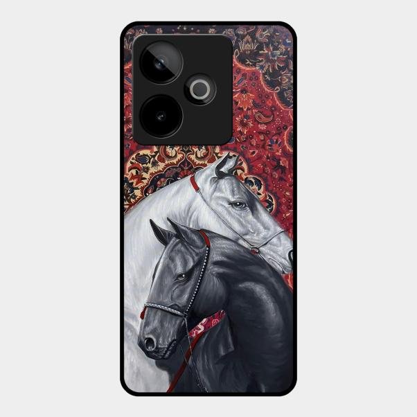 Regal Stallion Tapestry Glass Case For Realme