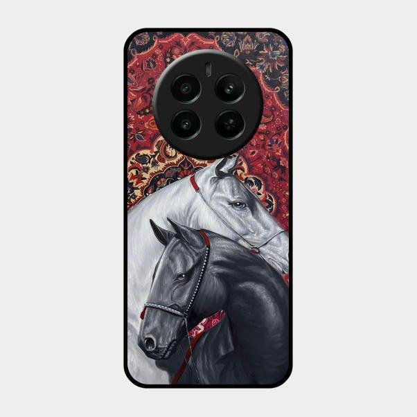 Regal Stallion Tapestry Glass Case For Realme