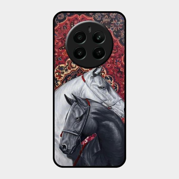 Regal Stallion Tapestry Glass Case For Realme