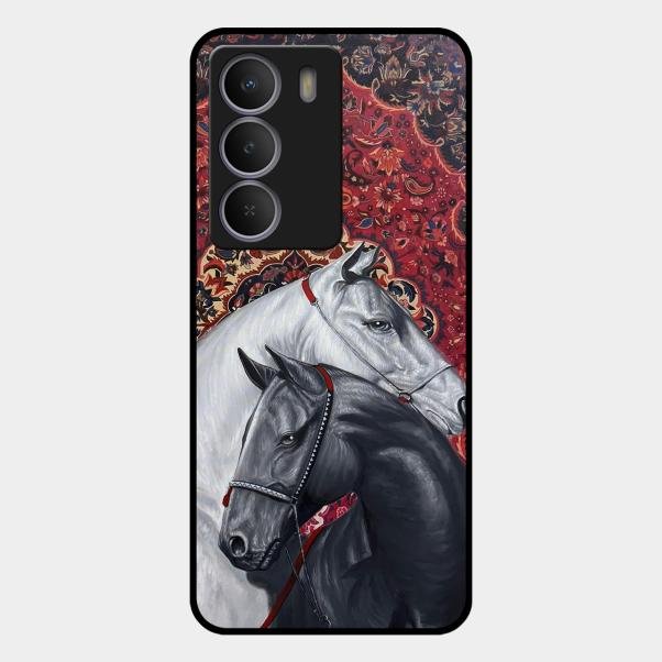 Regal Stallion Tapestry Glass Case For Realme