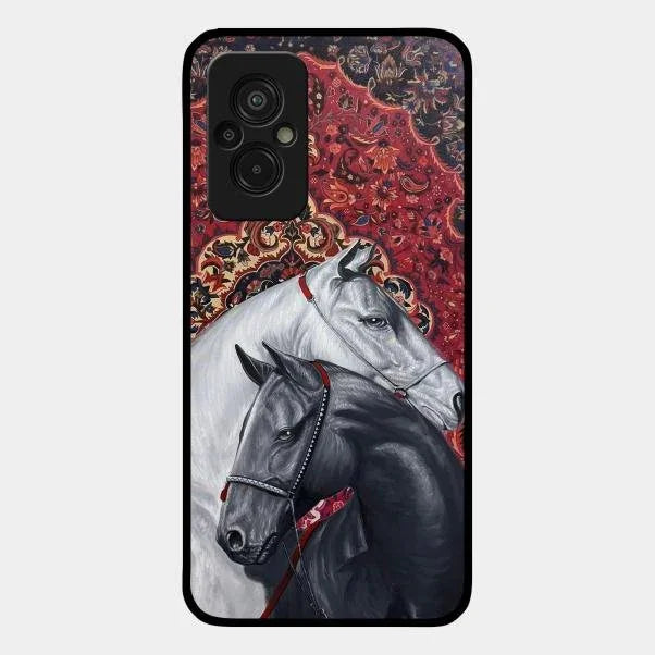 Regal Stallion Tapestry Glass Case For Redmi