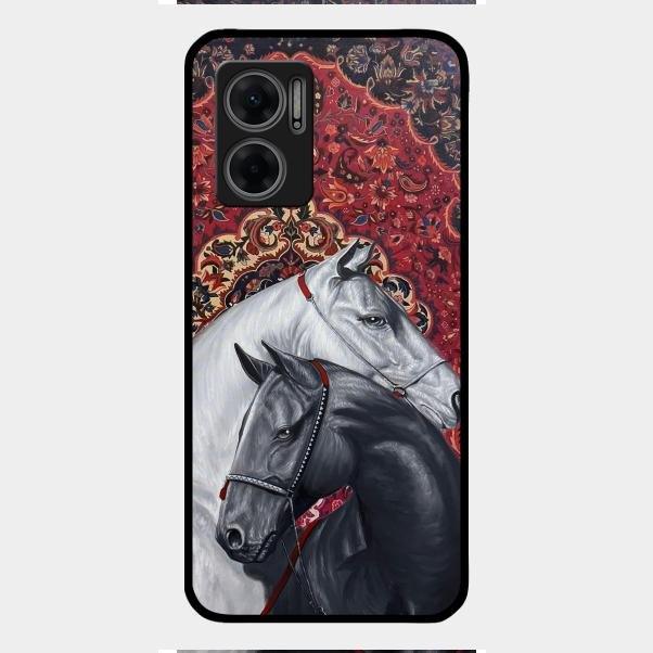 Regal Stallion Tapestry Glass Case For Redmi