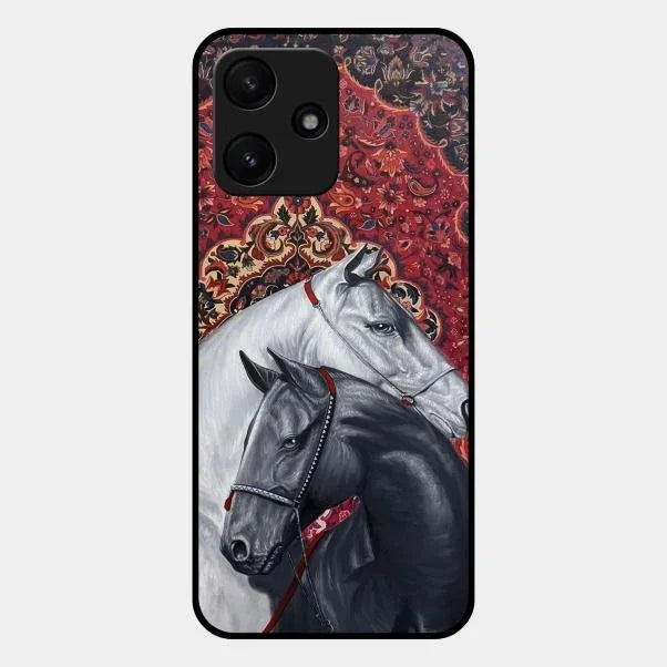 Regal Stallion Tapestry Glass Case For Redmi