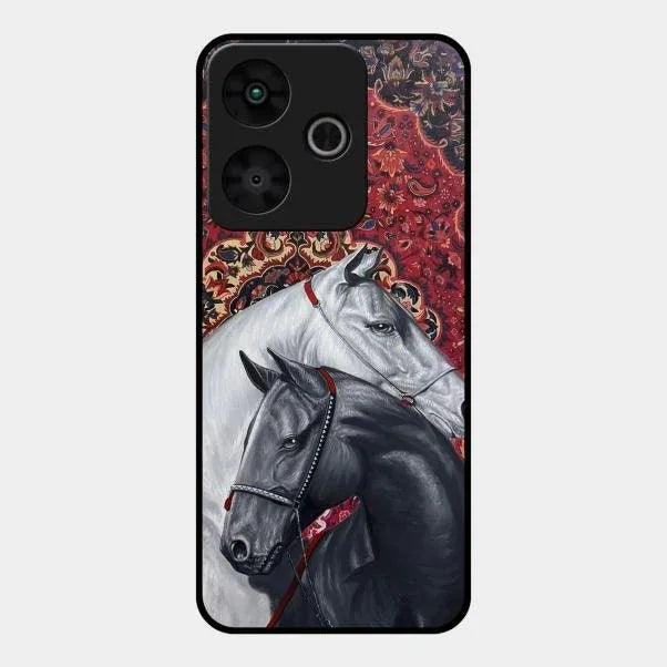 Regal Stallion Tapestry Glass Case For Redmi