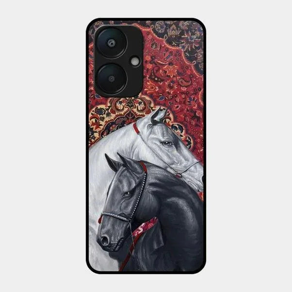 Regal Stallion Tapestry Glass Case For Redmi
