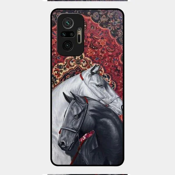 Regal Stallion Tapestry Glass Case For Redmi