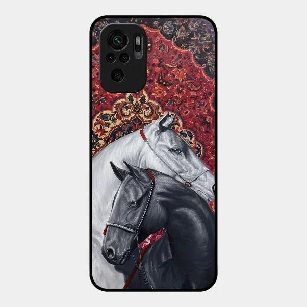 Regal Stallion Tapestry Glass Case For Redmi