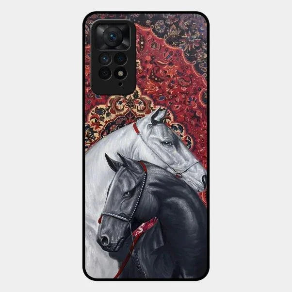 Regal Stallion Tapestry Glass Case For Redmi