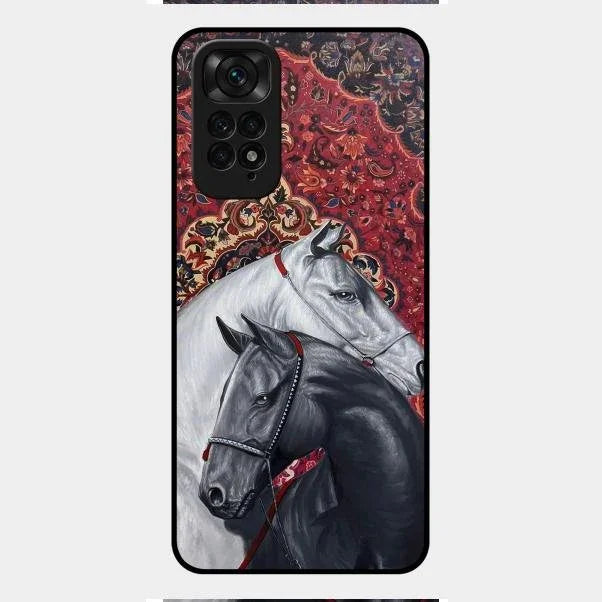 Regal Stallion Tapestry Glass Case For Redmi