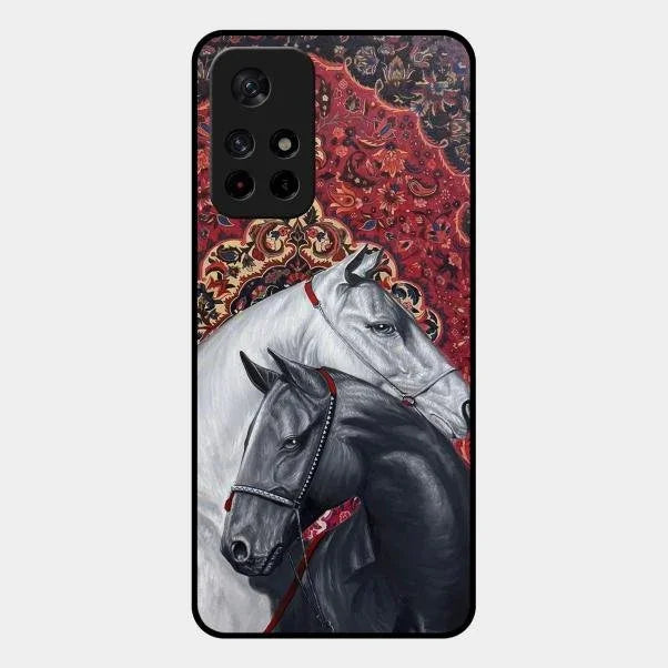 Regal Stallion Tapestry Glass Case For Redmi