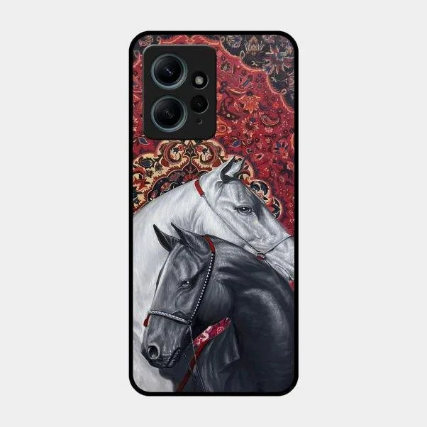 Regal Stallion Tapestry Glass Case For Redmi