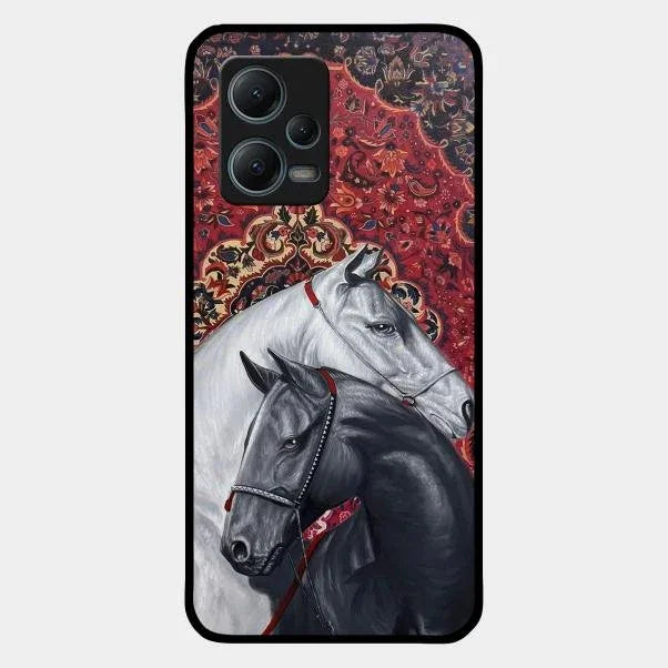 Regal Stallion Tapestry Glass Case For Redmi