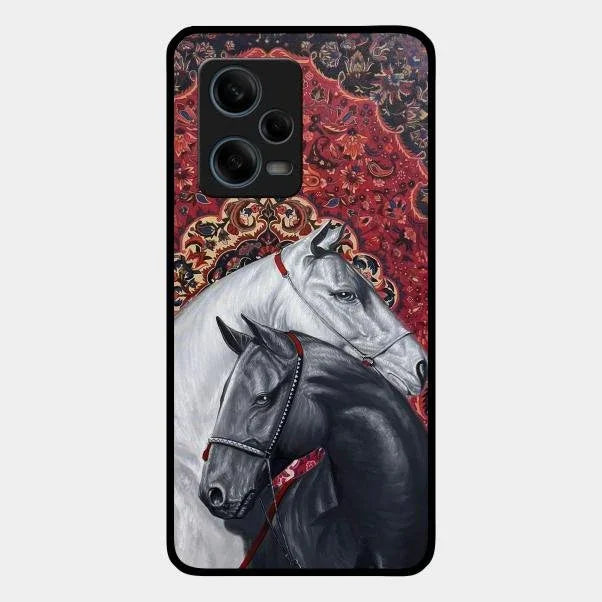 Regal Stallion Tapestry Glass Case For Redmi