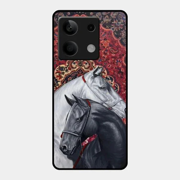 Regal Stallion Tapestry Glass Case For Redmi