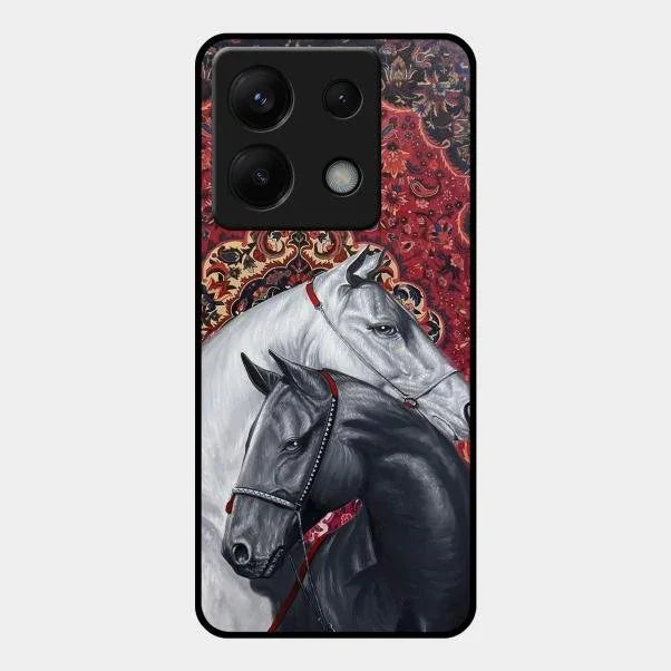 Regal Stallion Tapestry Glass Case For Redmi