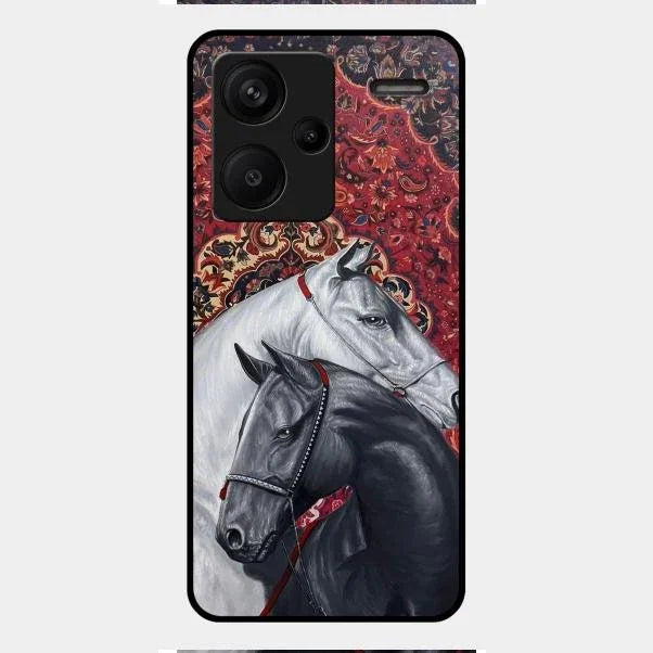 Regal Stallion Tapestry Glass Case For Redmi