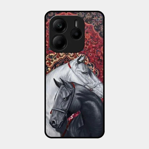Regal Stallion Tapestry Glass Case For Redmi