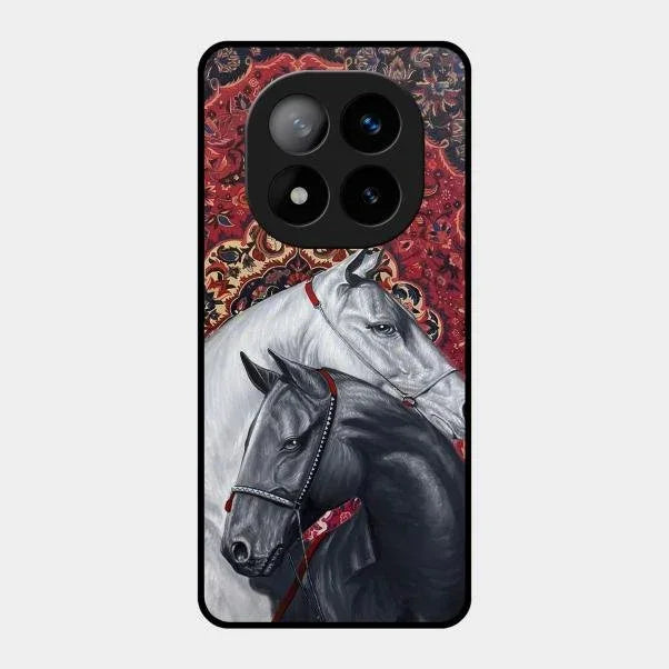 Regal Stallion Tapestry Glass Case For Redmi