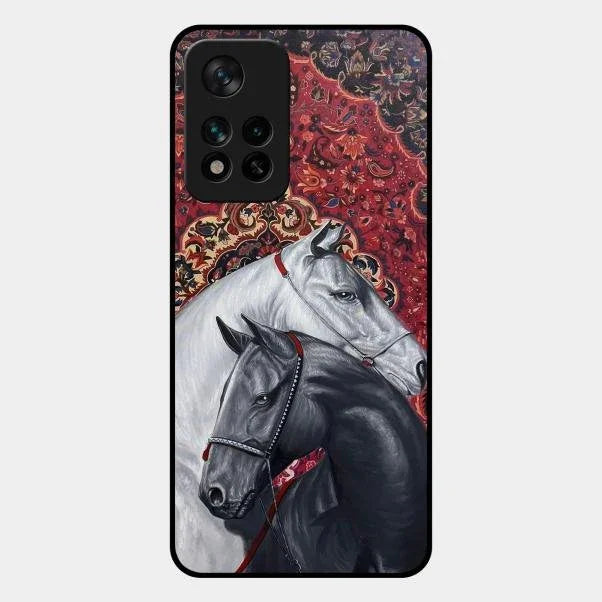 Regal Stallion Tapestry Glass Case For Redmi